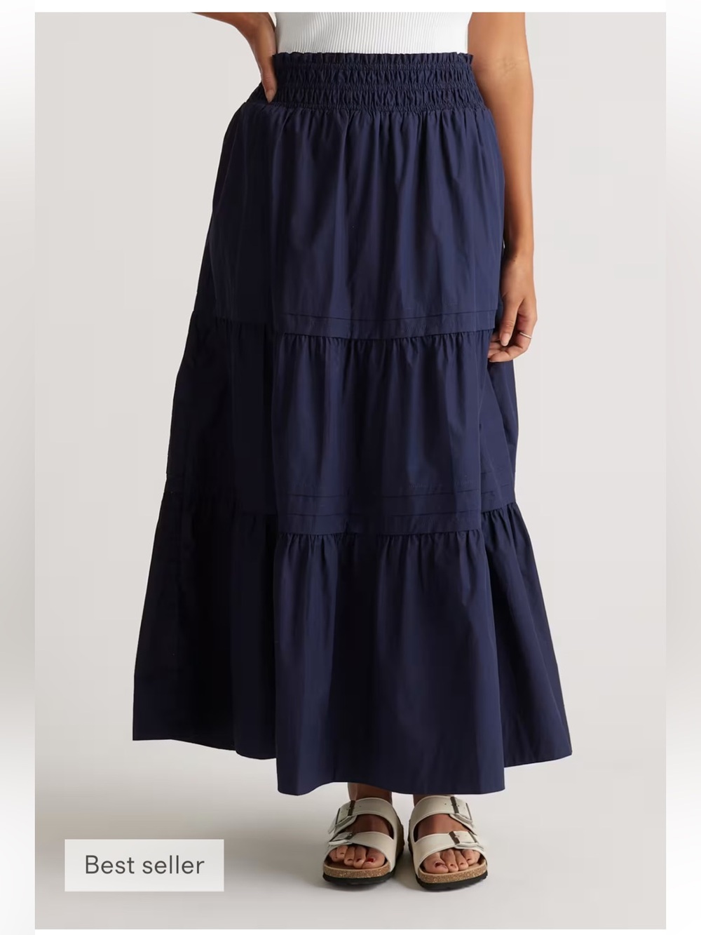 Quince 100% Organic Cotton Poplin Tiered Maxi Skirt size XS